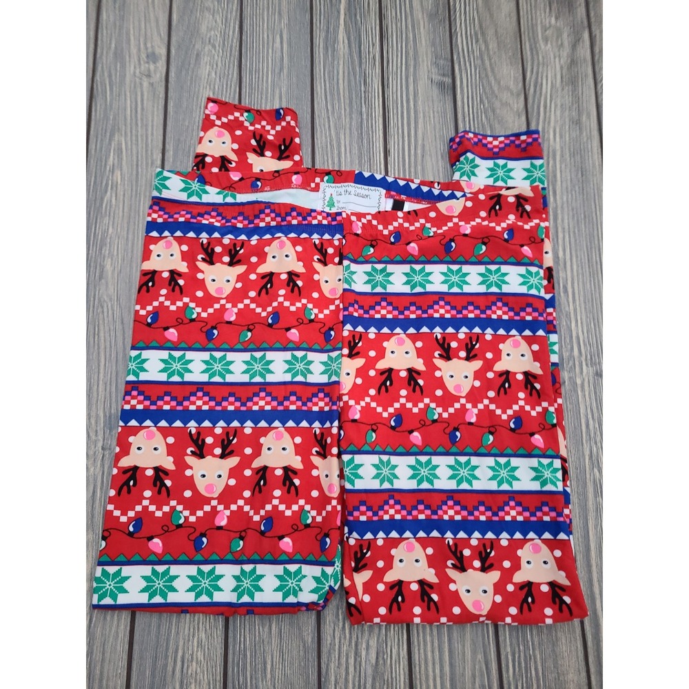 Tis the Season Ugly Christmas Sweater Reindeer Lights Leggings Pants 1X